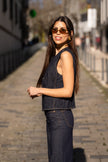 Dark denim vest