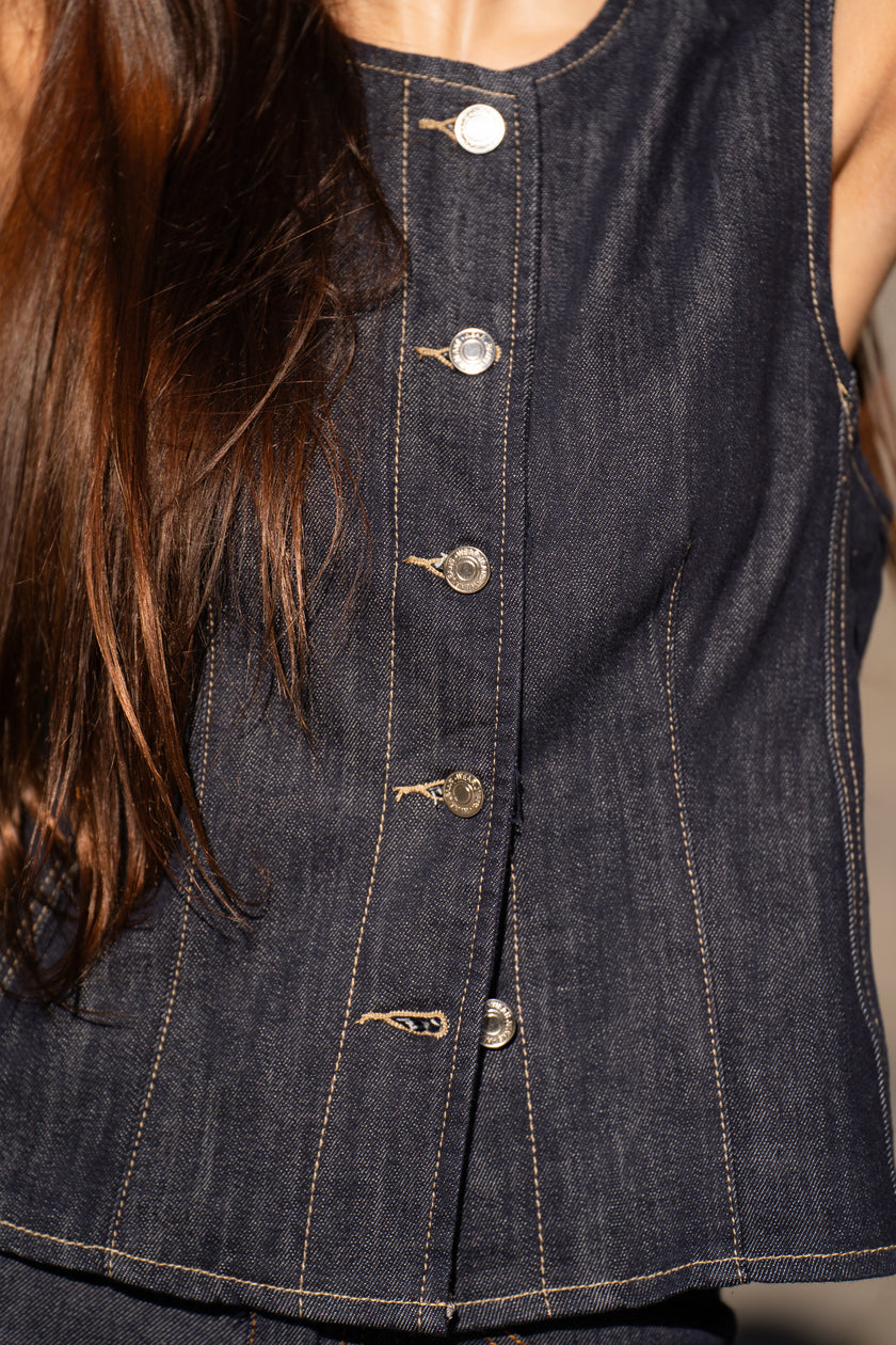 Dark denim vest