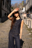 Dark denim vest